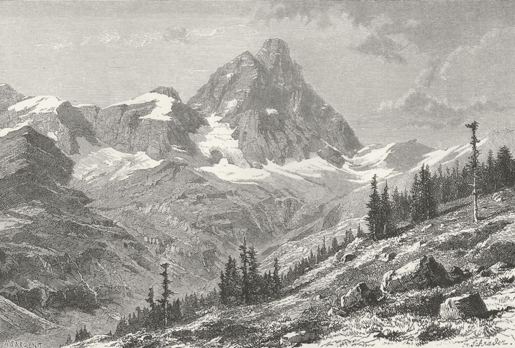 ITALY. Mont Cervin, from Plete, Val Tournanche c1885 old antique print picture
